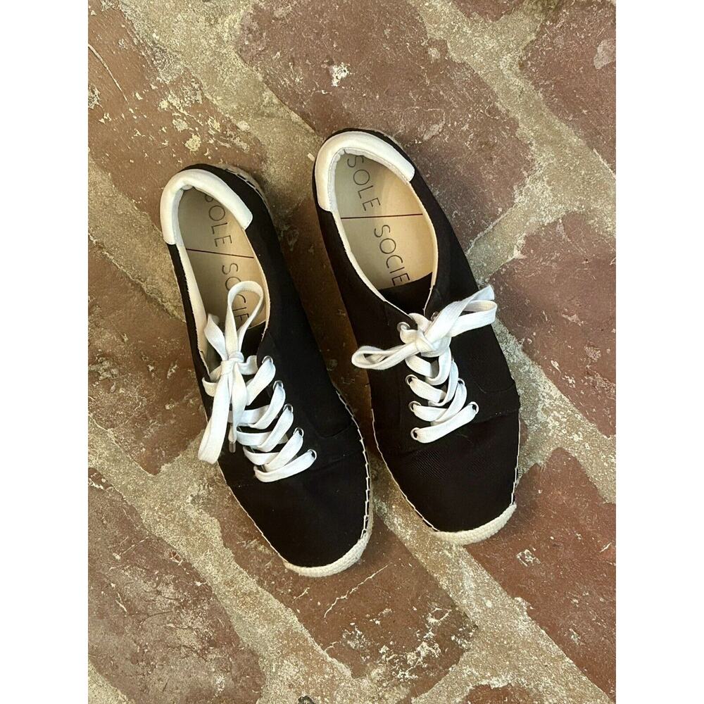 Sole Society SO-Samree Espadrille Sneaker Black Lace Up Sneaker SZ 9M